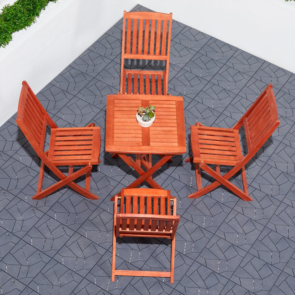 Lucius Reddish Brown Folding Bistro Table and Chair Dining Set