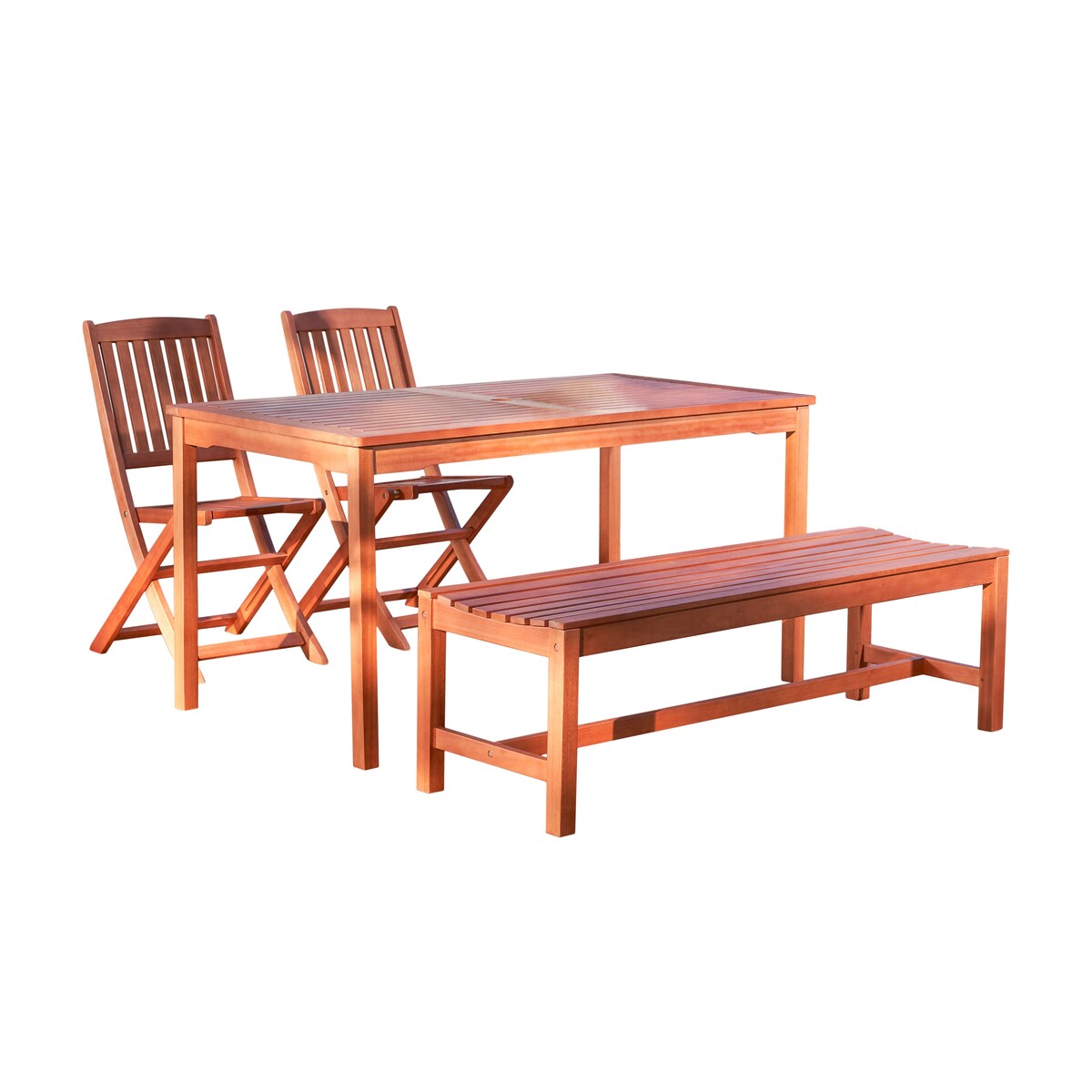 Lucius Reddish Brown Folding Bistro Table and Chair Dining Set