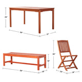 Lucius Reddish Brown Folding Bistro Table and Chair Dining Set
