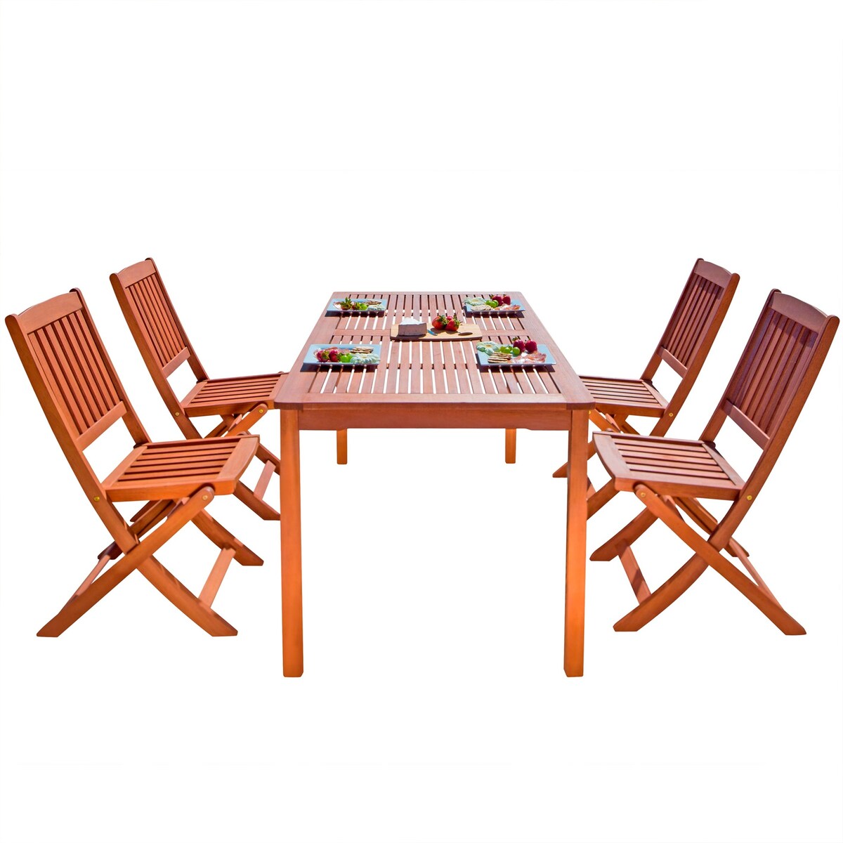 Lucius Reddish Brown Folding Bistro Table and Chair Dining Set