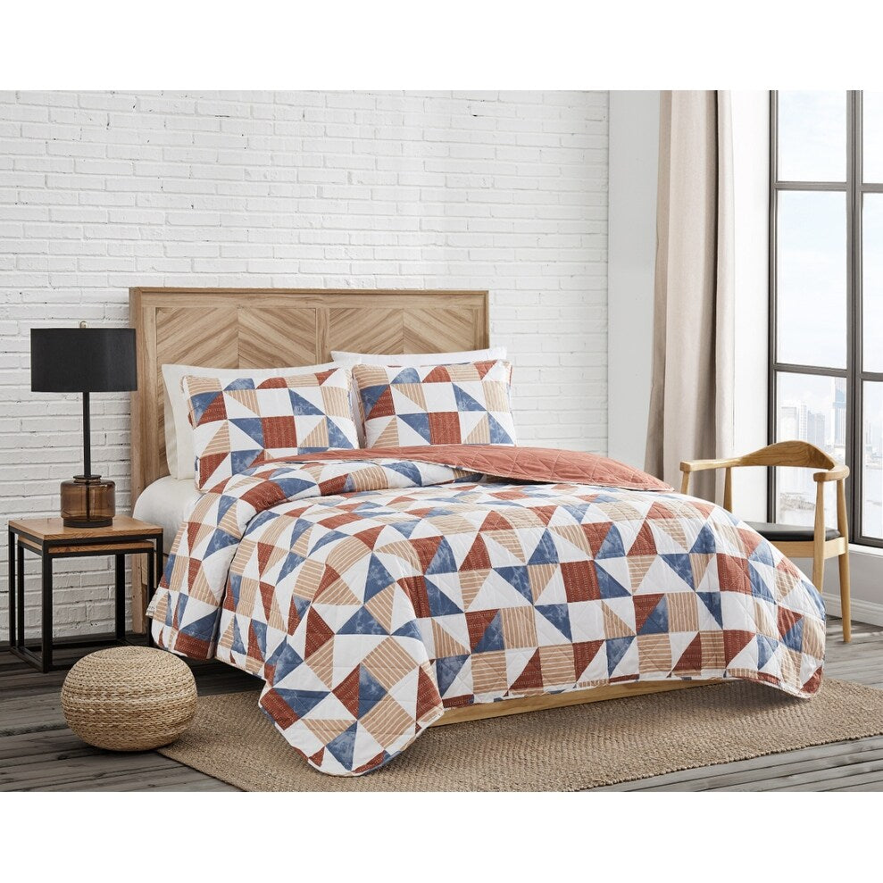 Lucky Brand Quilt Set Bedding 3 Piece Set includes 1 Quilt and 2 Shams