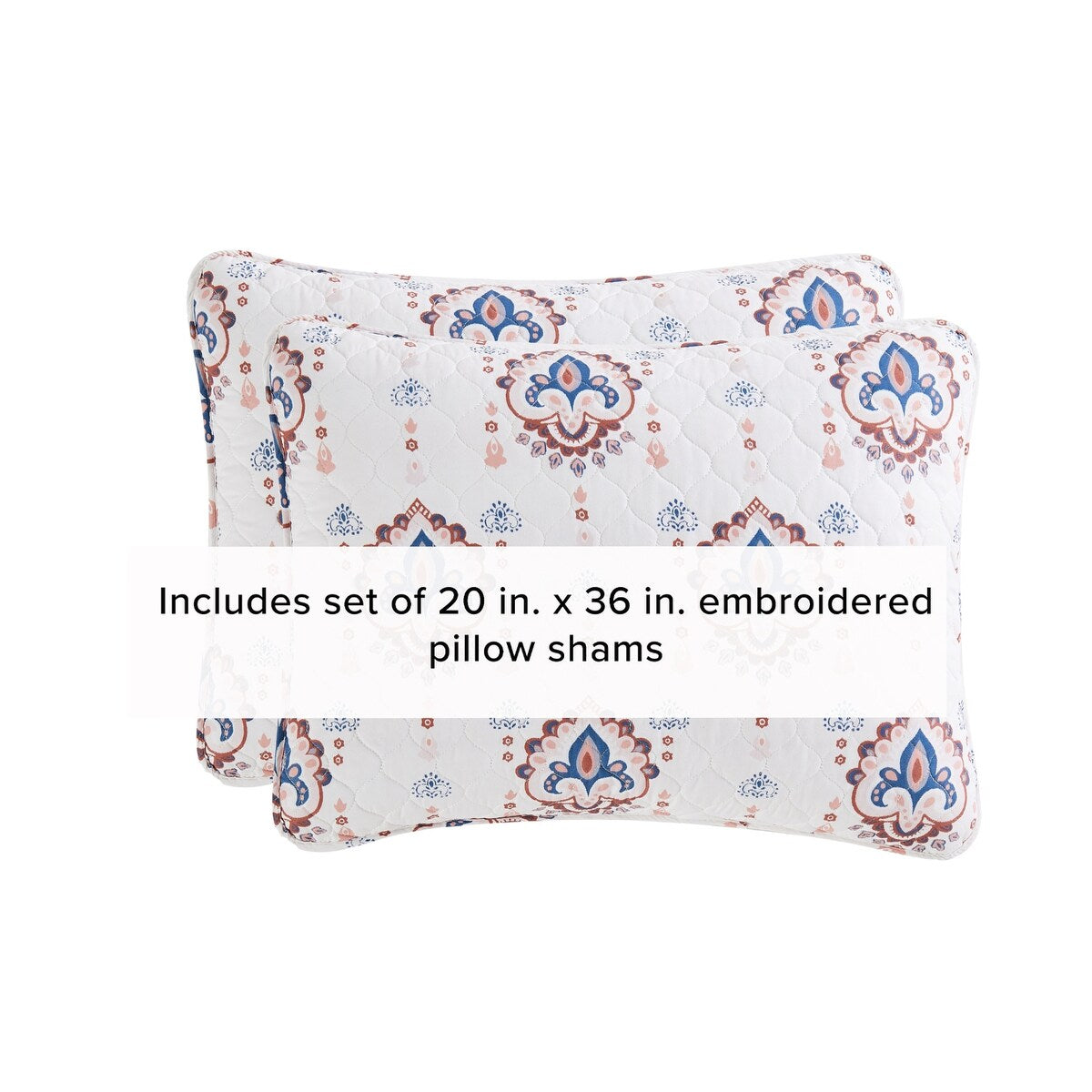 Lucky Brand Quilt Set Bedding 3 Piece Set includes 1 Quilt and 2 Shams
