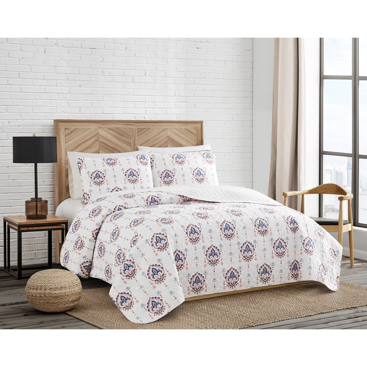 Lucky Brand Quilt Set Bedding 3 Piece Set includes 1 Quilt and 2 Shams