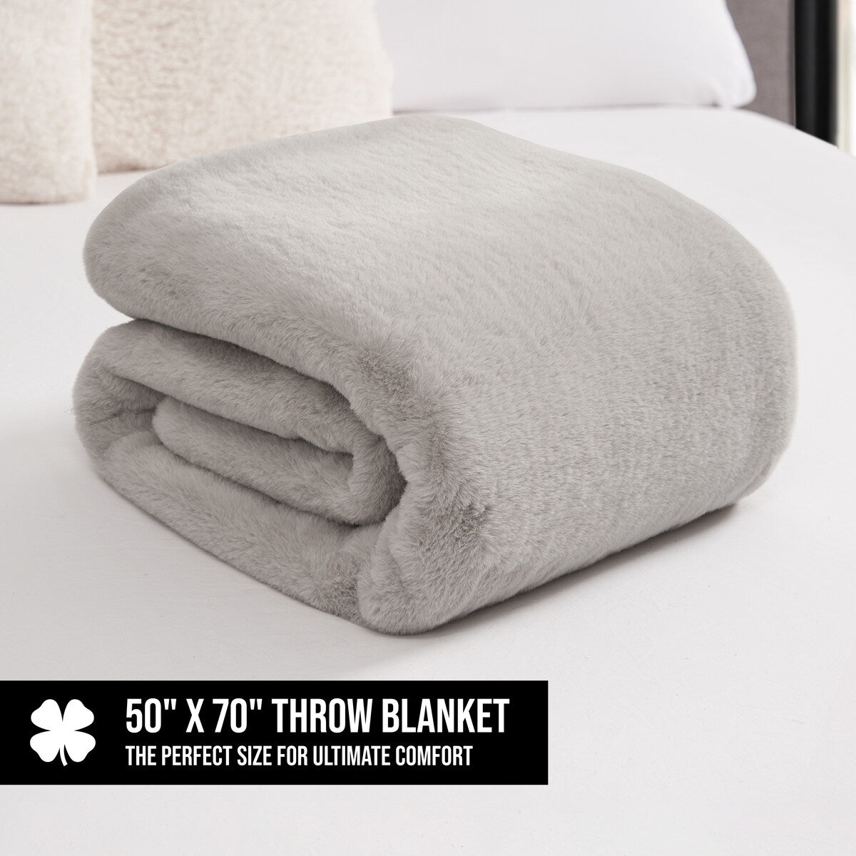 Lucky Brand Solid Synthetic Fur Rabbit 50" x 70" Throw Blanket