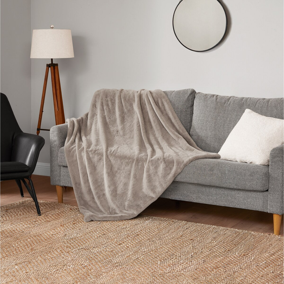 Lucky Brand Solid Synthetic Fur Rabbit 50" x 70" Throw Blanket