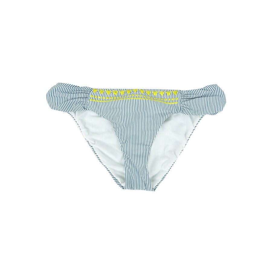 Lucky Brand Women's Striped Embroidered Bikini Swim Bottom Separates Swimsuit