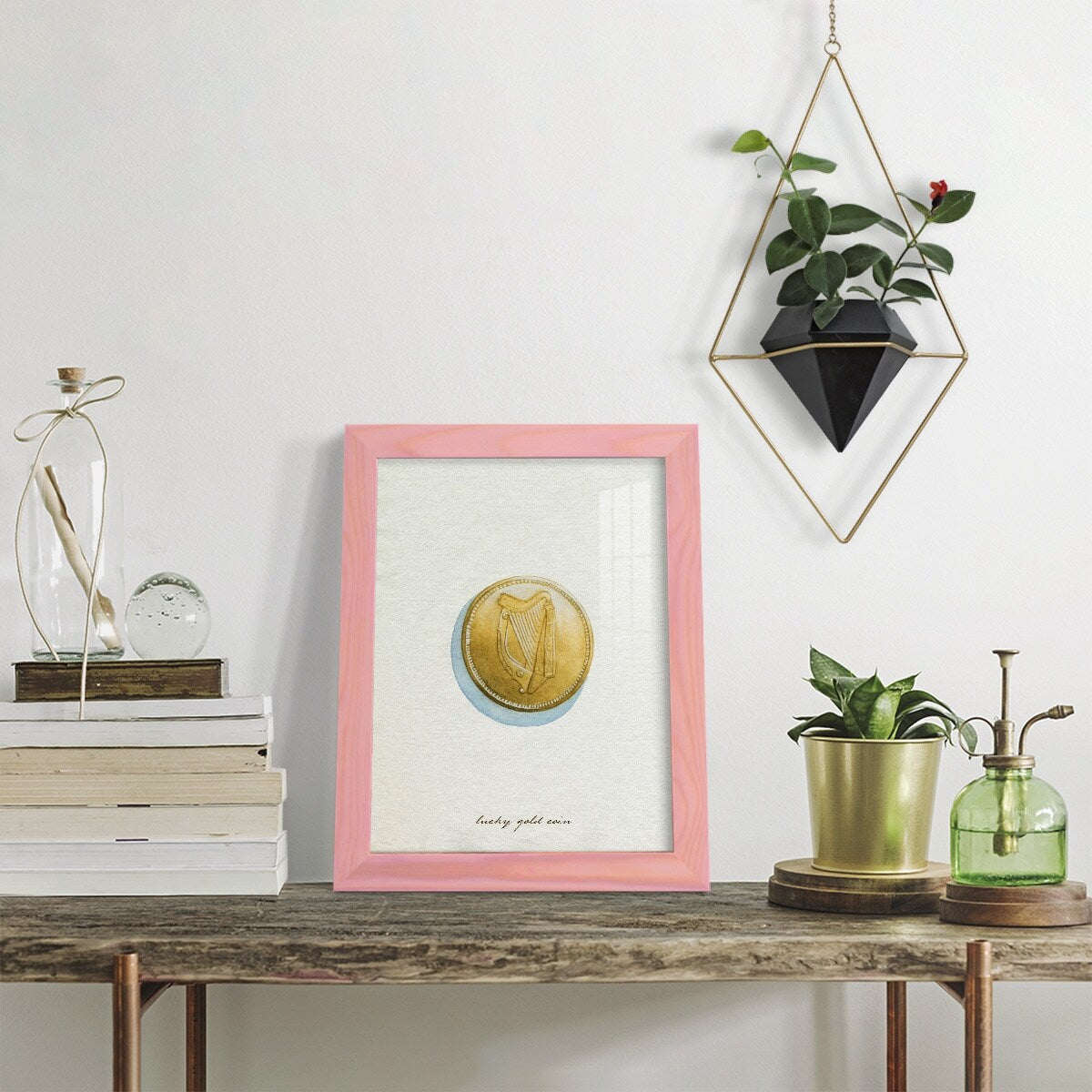 Lucky Charm IV -Framed Print w/glass-Cherry Red