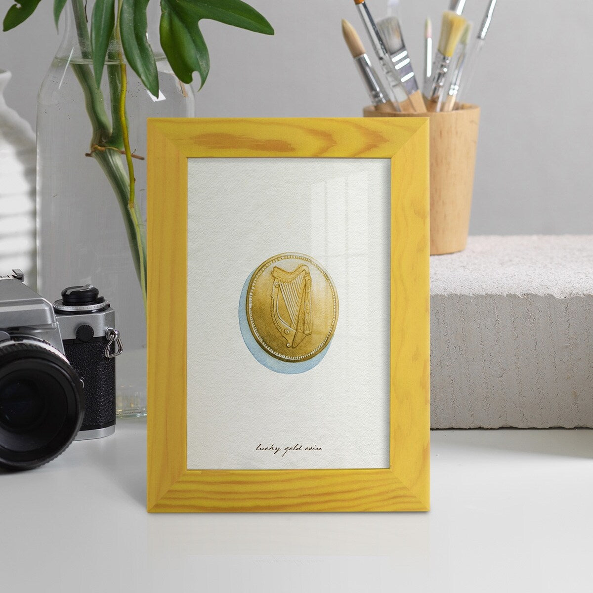Lucky Charm IV -Framed Print w/glass-Cherry Red