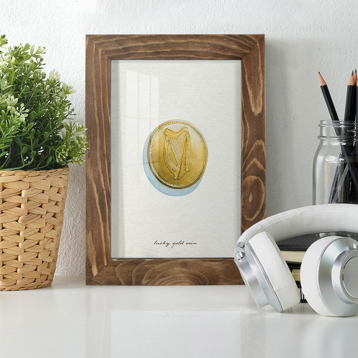 Lucky Charm IV -Framed Print w/glass-Cherry Red