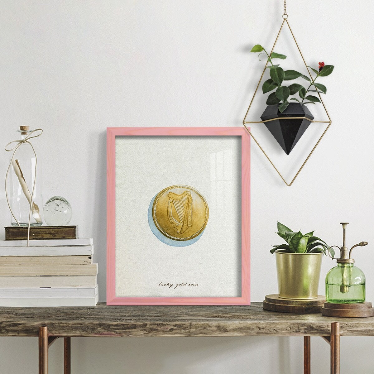 Lucky Charm IV -Framed Print w/glass-Cherry Red