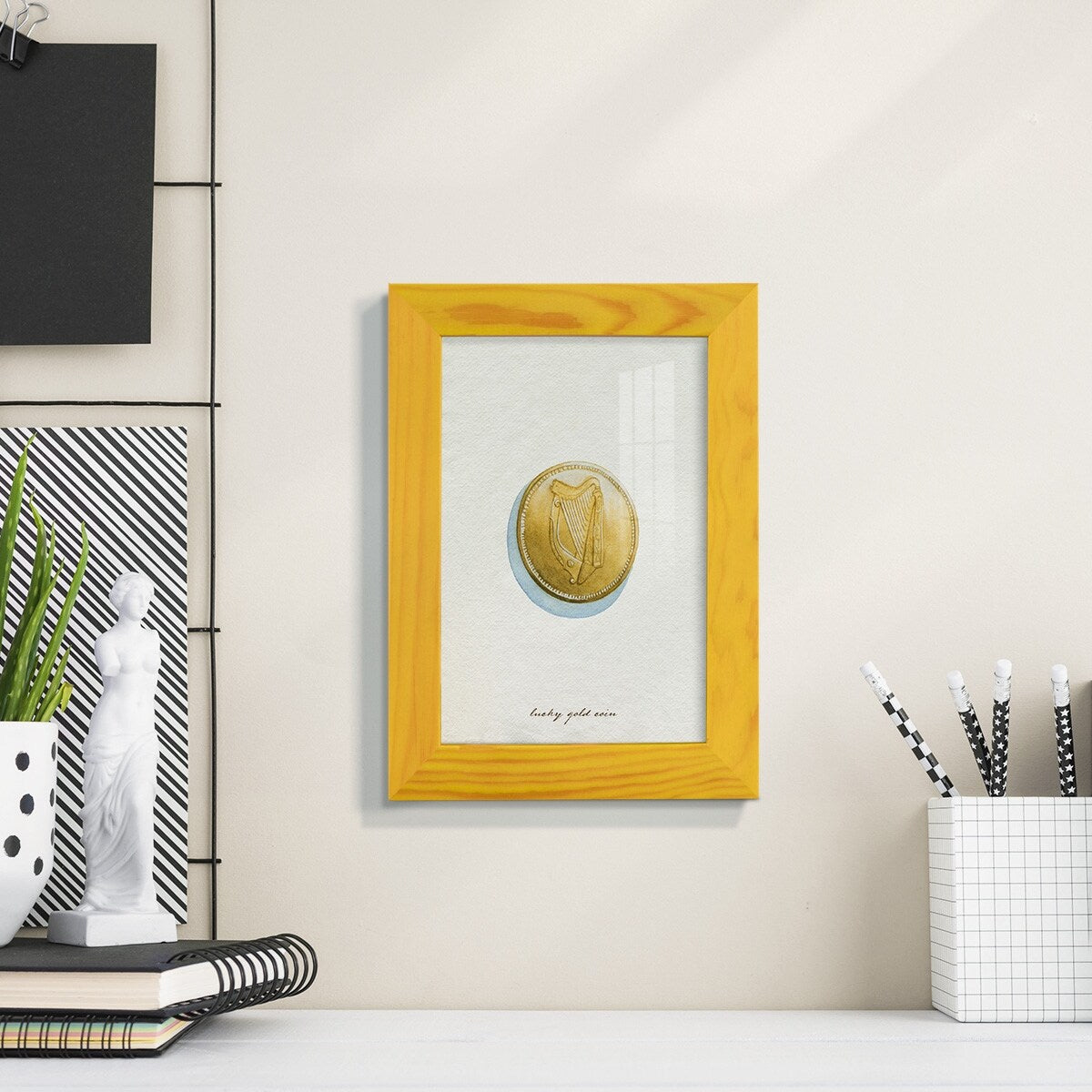 Lucky Charm IV -Framed Print w/glass-Cherry Red
