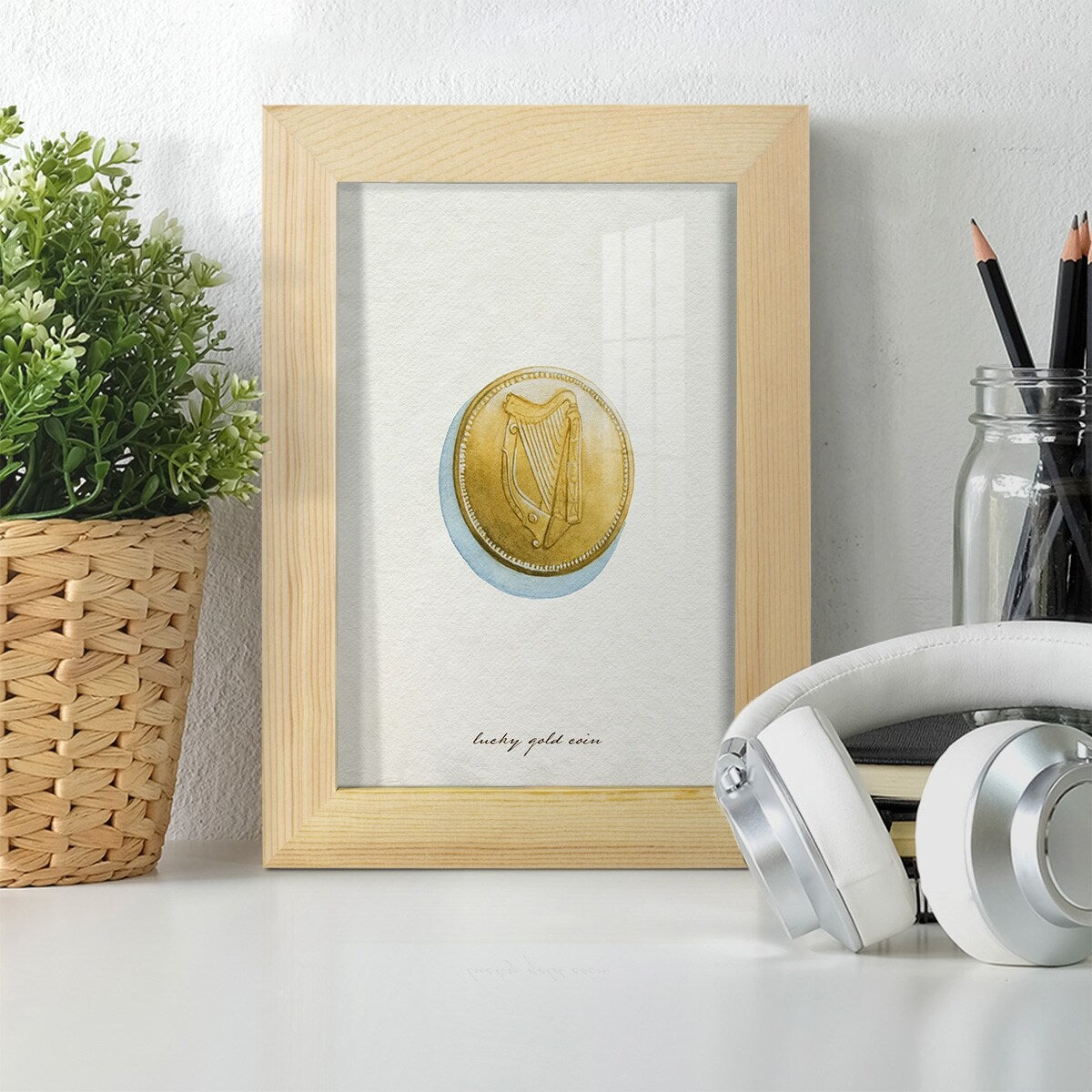 Lucky Charm IV -Framed Print w/glass-Cherry Red