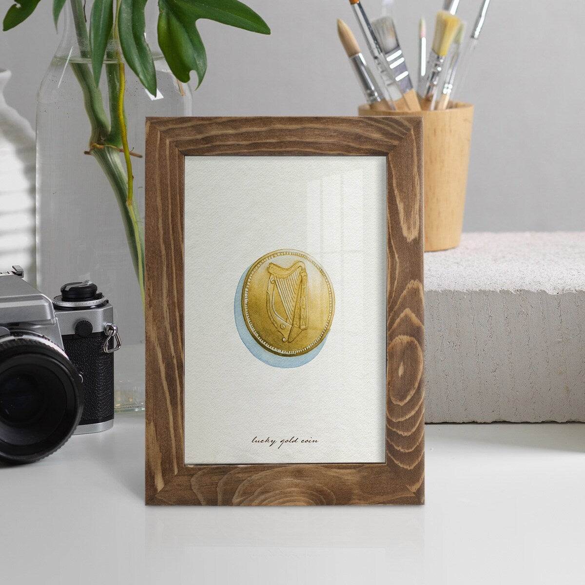 Lucky Charm IV -Framed Print w/glass-Cherry Red