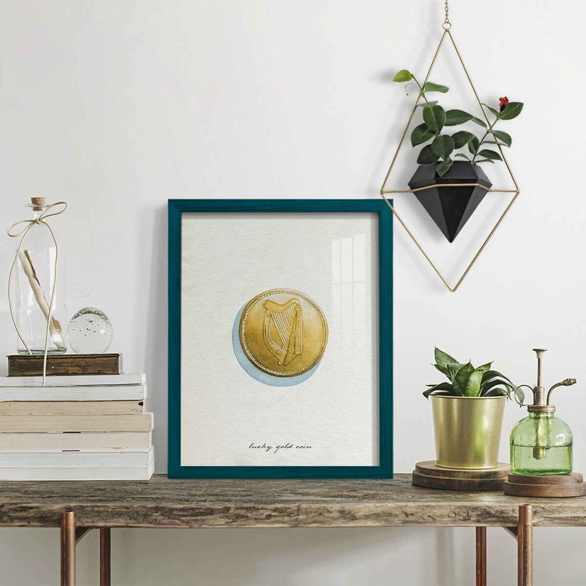 Lucky Charm IV -Framed Print w/glass-Cherry Red