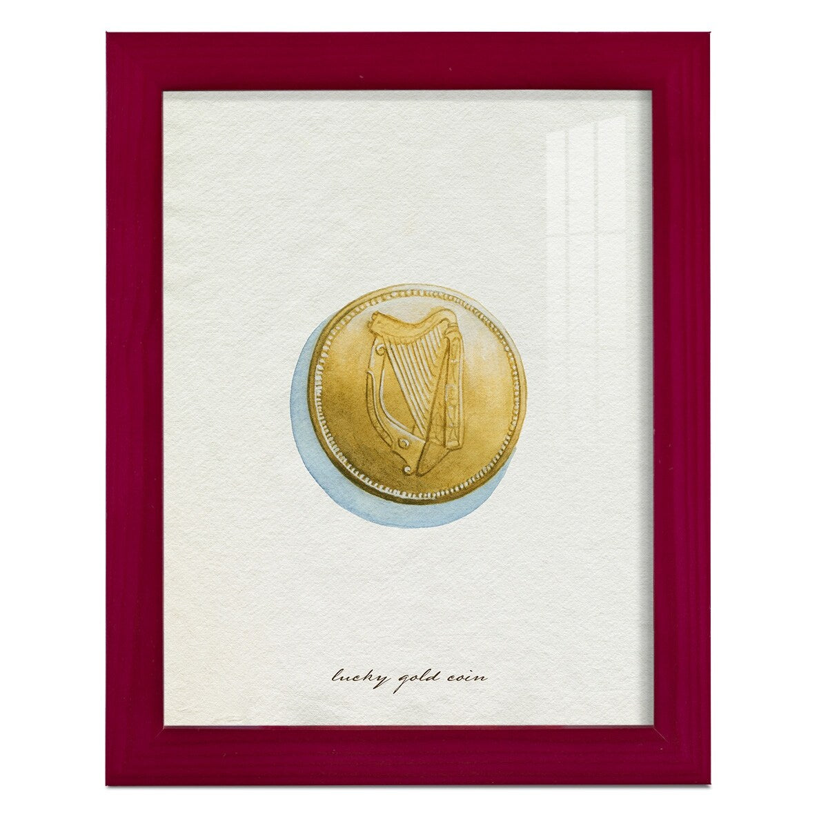 Lucky Charm IV -Framed Print w/glass-Cherry Red