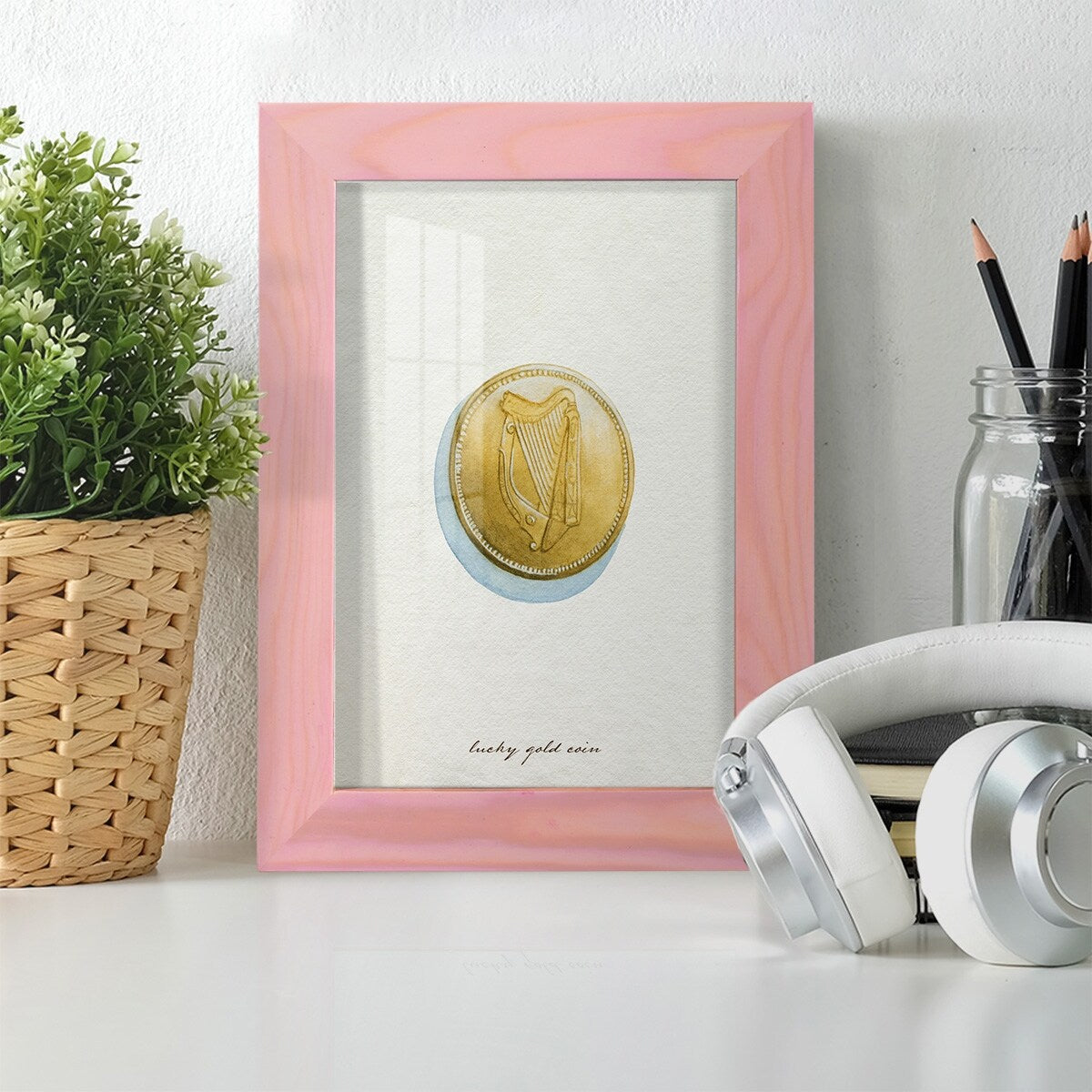 Lucky Charm IV -Framed Print w/glass-Cherry Red