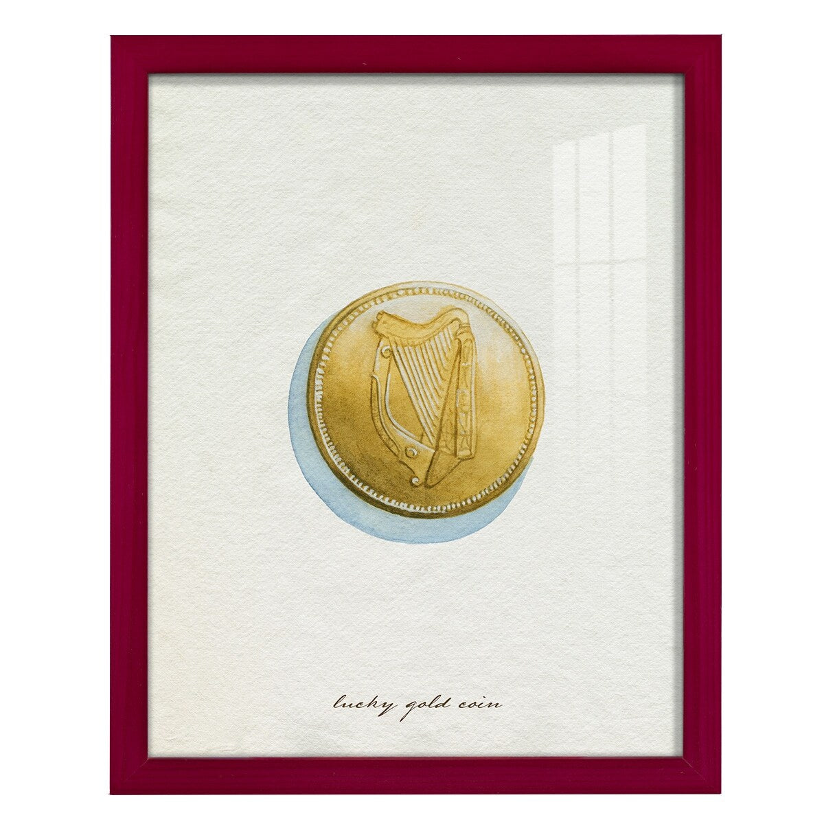 Lucky Charm IV -Framed Print w/glass-Cherry Red