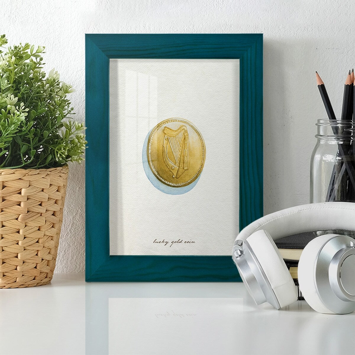Lucky Charm IV -Framed Print w/glass-Cherry Red