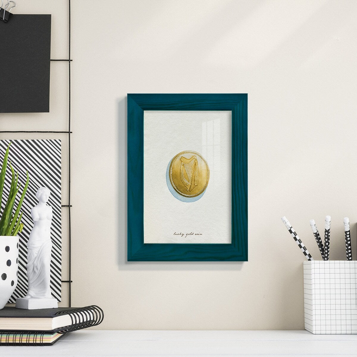Lucky Charm IV -Framed Print w/glass-Cherry Red