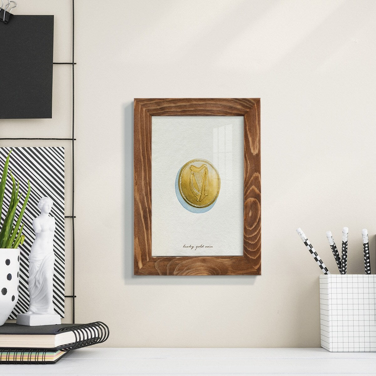 Lucky Charm IV -Framed Print w/glass-Cherry Red