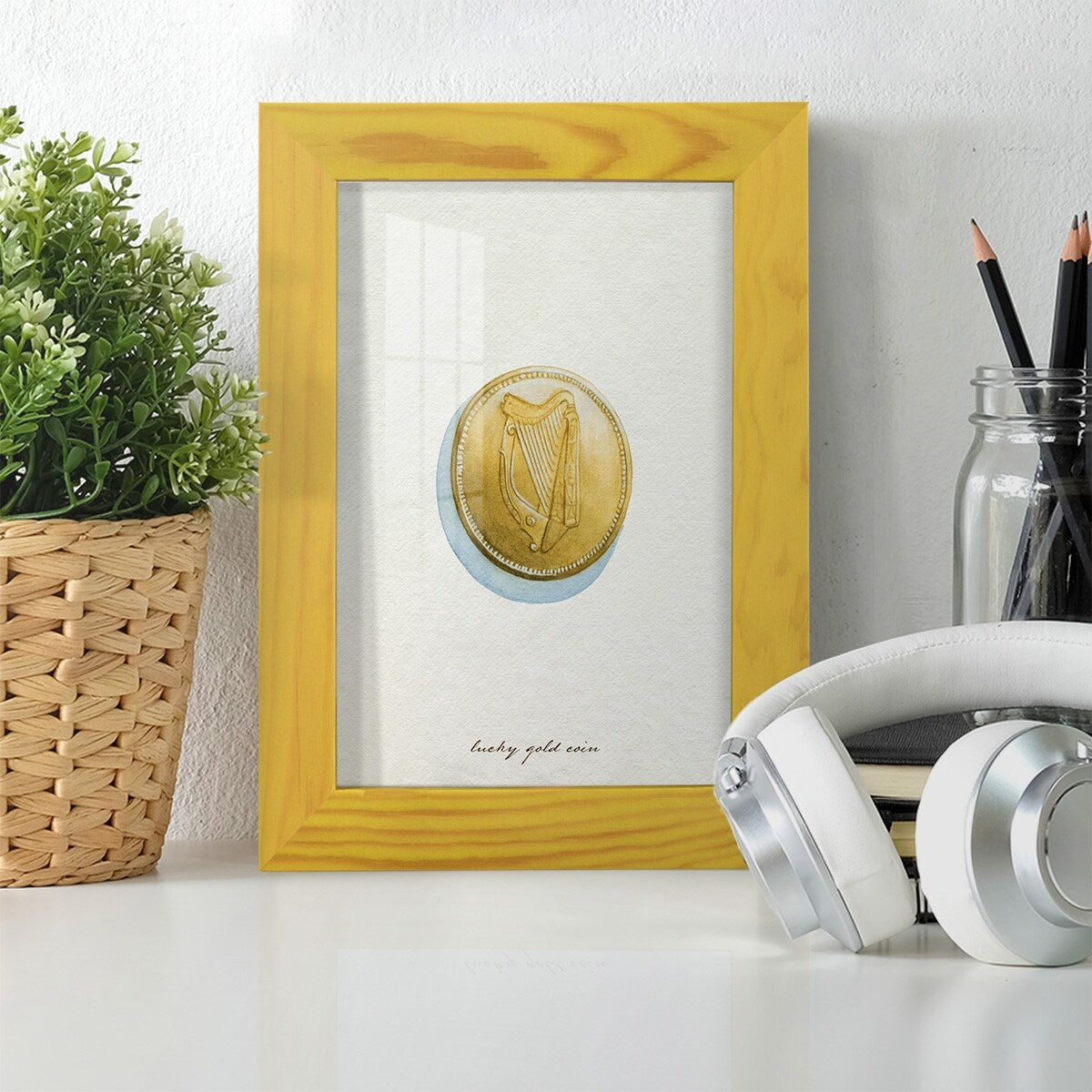 Lucky Charm IV -Framed Print w/glass-Cherry Red