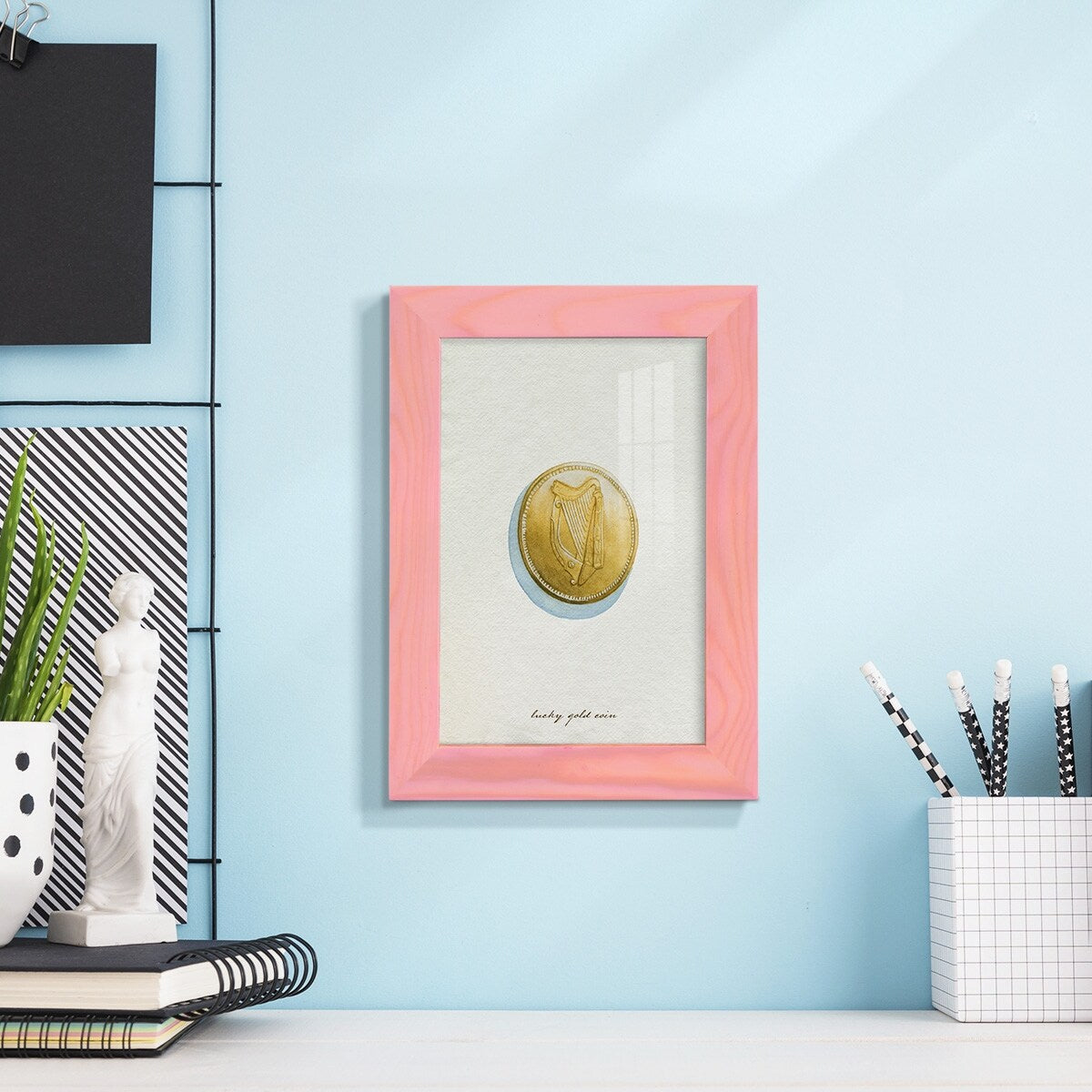Lucky Charm IV -Framed Print w/glass-Cherry Red