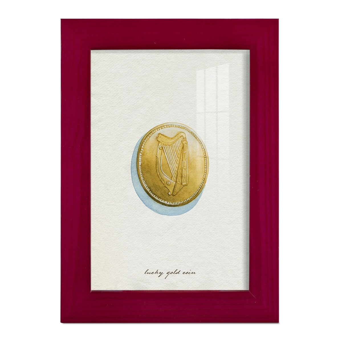 Lucky Charm IV -Framed Print w/glass-Cherry Red