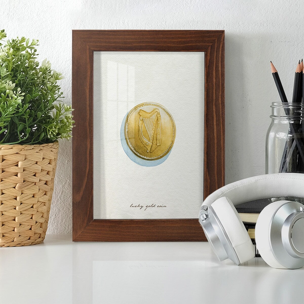 Lucky Charm IV -Framed Print w/glass-Cherry Red
