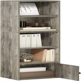 Luder Shelf Bookcase with 1 Door Storage Cabinet, French Oak - 9.3"D x 12"W x 52.1"H