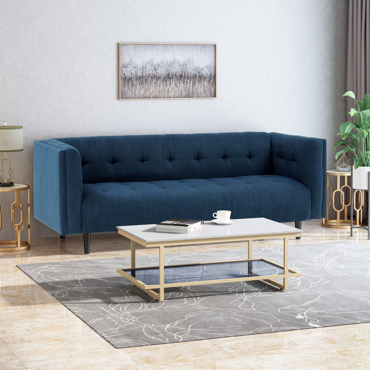 Ludwig Upholstered Tufted 3-Seater Sofa by Christopher Knight Home