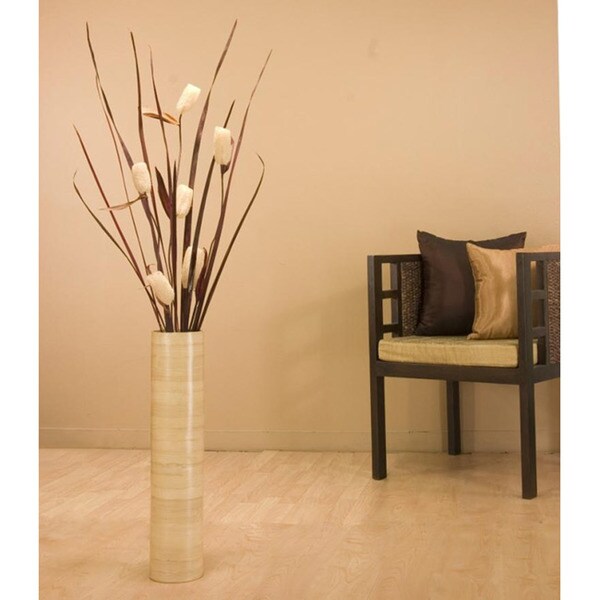 Luffa Palms with 25-inch Bamboo Floor Vase