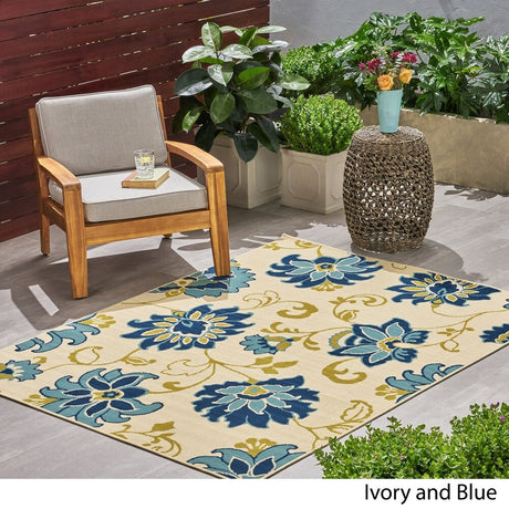 Lufta Outdoor Floral Area Rug by Christopher Knight Home