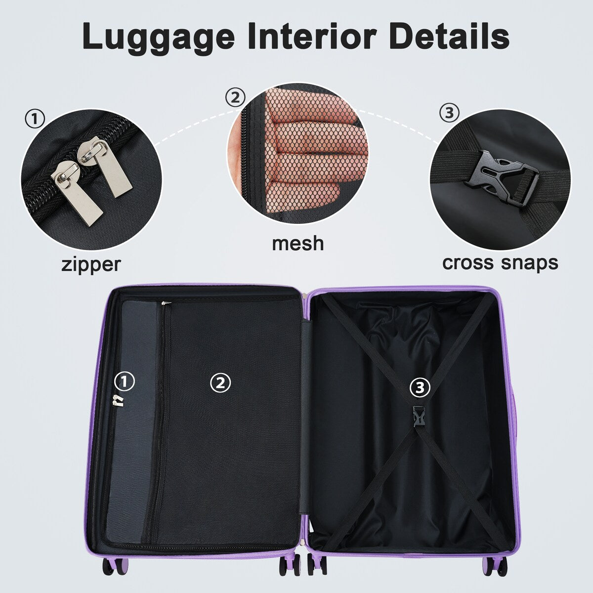 Luggage sets of 3 Pce 20" 24" 28" Carry on Hardside Luggage Expandable Checked Luggage Suitcase Set wTSA Lock Spinner Wheels