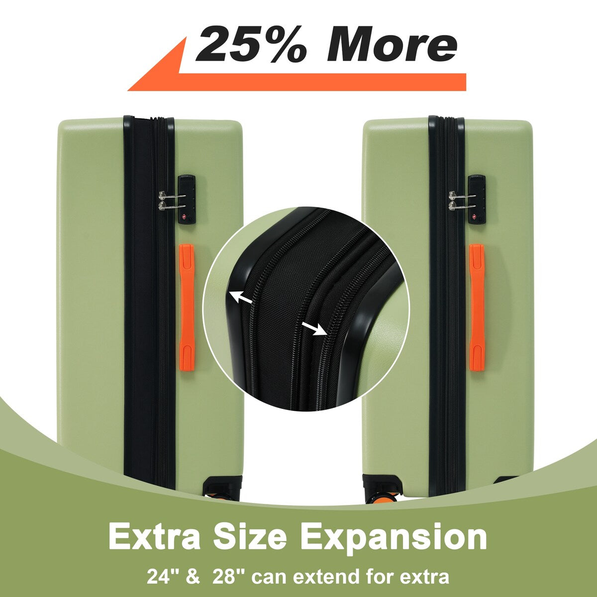 Luggage sets of 3 Pce 20" 24" 28" Carry on Hardside Luggage Expandable Checked Luggage Suitcase Set wTSA Lock Spinner Wheels