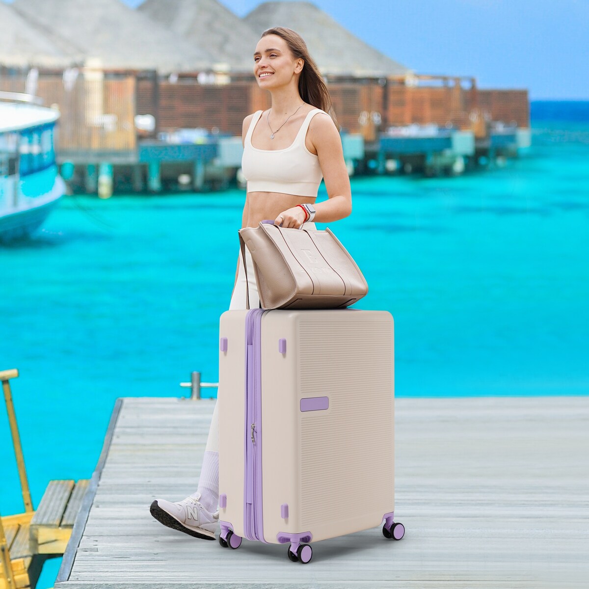 Luggage sets of 3 Pce 20" 24" 28" Carry on Hardside Luggage Expandable Checked Luggage Suitcase Set wTSA Lock Spinner Wheels