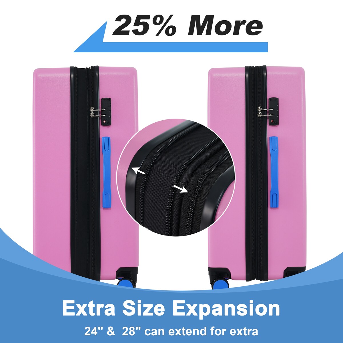 Luggage sets of 3 Pce 20" 24" 28" Carry on Hardside Luggage Expandable Checked Luggage Suitcase Set wTSA Lock Spinner Wheels