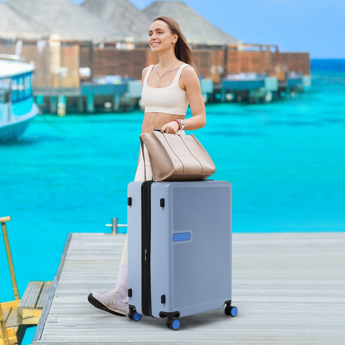 Luggage sets of 3 Pce 20" 24" 28" Carry on Hardside Luggage Expandable Checked Luggage Suitcase Set wTSA Lock Spinner Wheels