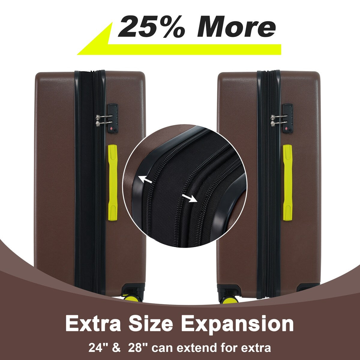 Luggage sets of 3 Pce 20" 24" 28" Carry on Hardside Luggage Expandable Checked Luggage Suitcase Set wTSA Lock Spinner Wheels