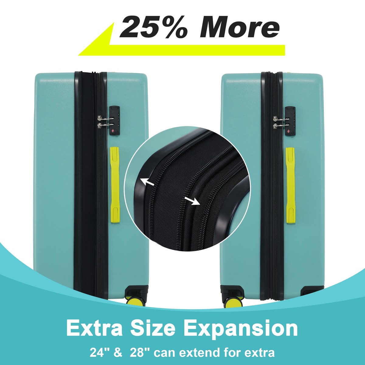 Luggage sets of 3 Pce 20" 24" 28" Carry on Hardside Luggage Expandable Checked Luggage Suitcase Set wTSA Lock Spinner Wheels