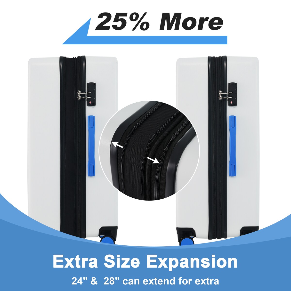 Luggage sets of 3 Pce 20" 24" 28" Carry on Hardside Luggage Expandable Checked Luggage Suitcase Set wTSA Lock Spinner Wheels