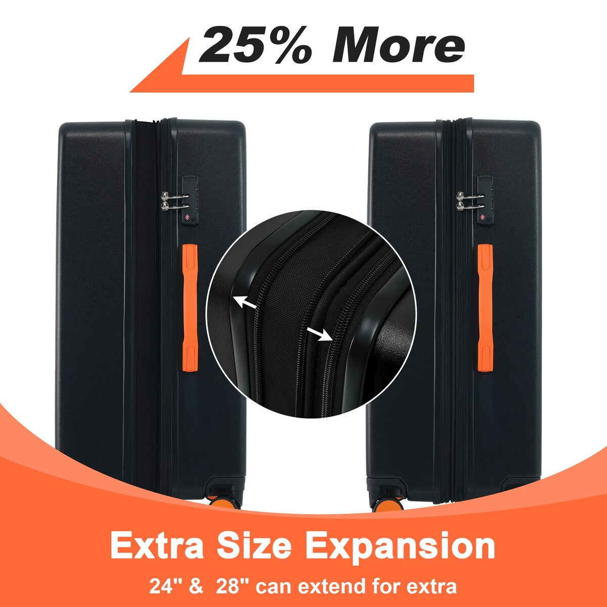 Luggage sets of 3 Pce 20" 24" 28" Carry on Hardside Luggage Expandable Checked Luggage Suitcase Set wTSA Lock Spinner Wheels