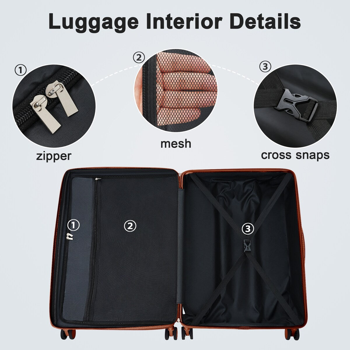 Luggage sets of 3 Pce 20" 24" 28" Carry on Hardside Luggage Expandable Checked Luggage Suitcase Set wTSA Lock Spinner Wheels