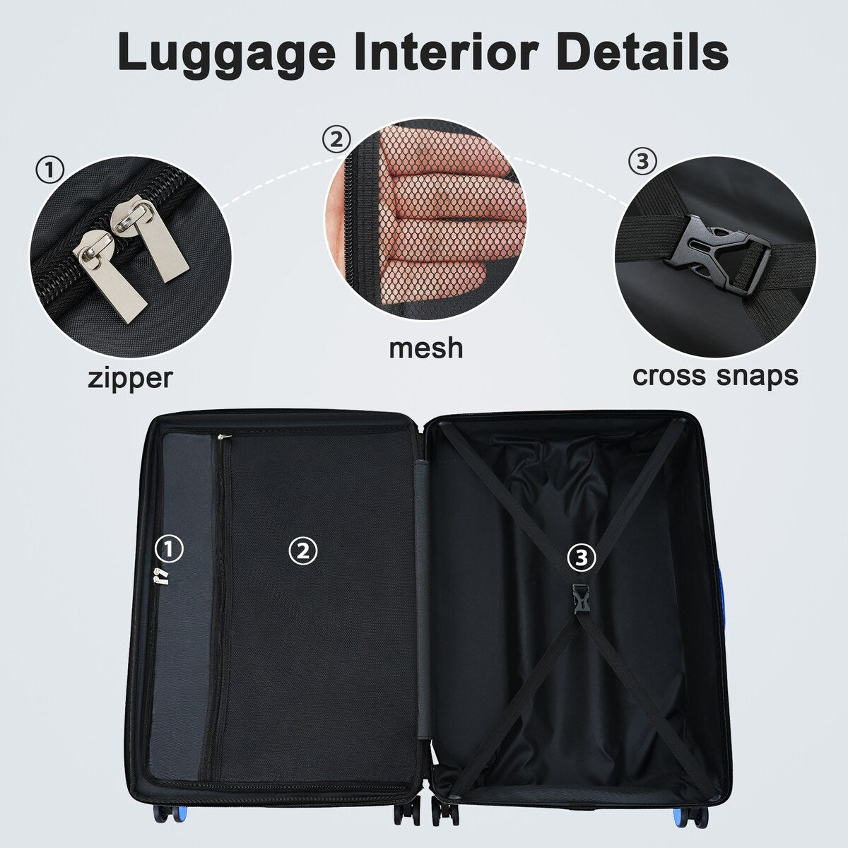 Luggage sets of 3 Pce 20" 24" 28" Carry on Hardside Luggage Expandable Checked Luggage Suitcase Set wTSA Lock Spinner Wheels