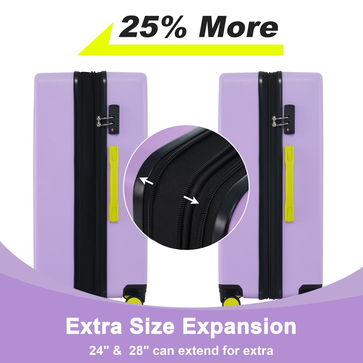 Luggage sets of 3 Pce 20" 24" 28" Carry on Hardside Luggage Expandable Checked Luggage Suitcase Set wTSA Lock Spinner Wheels