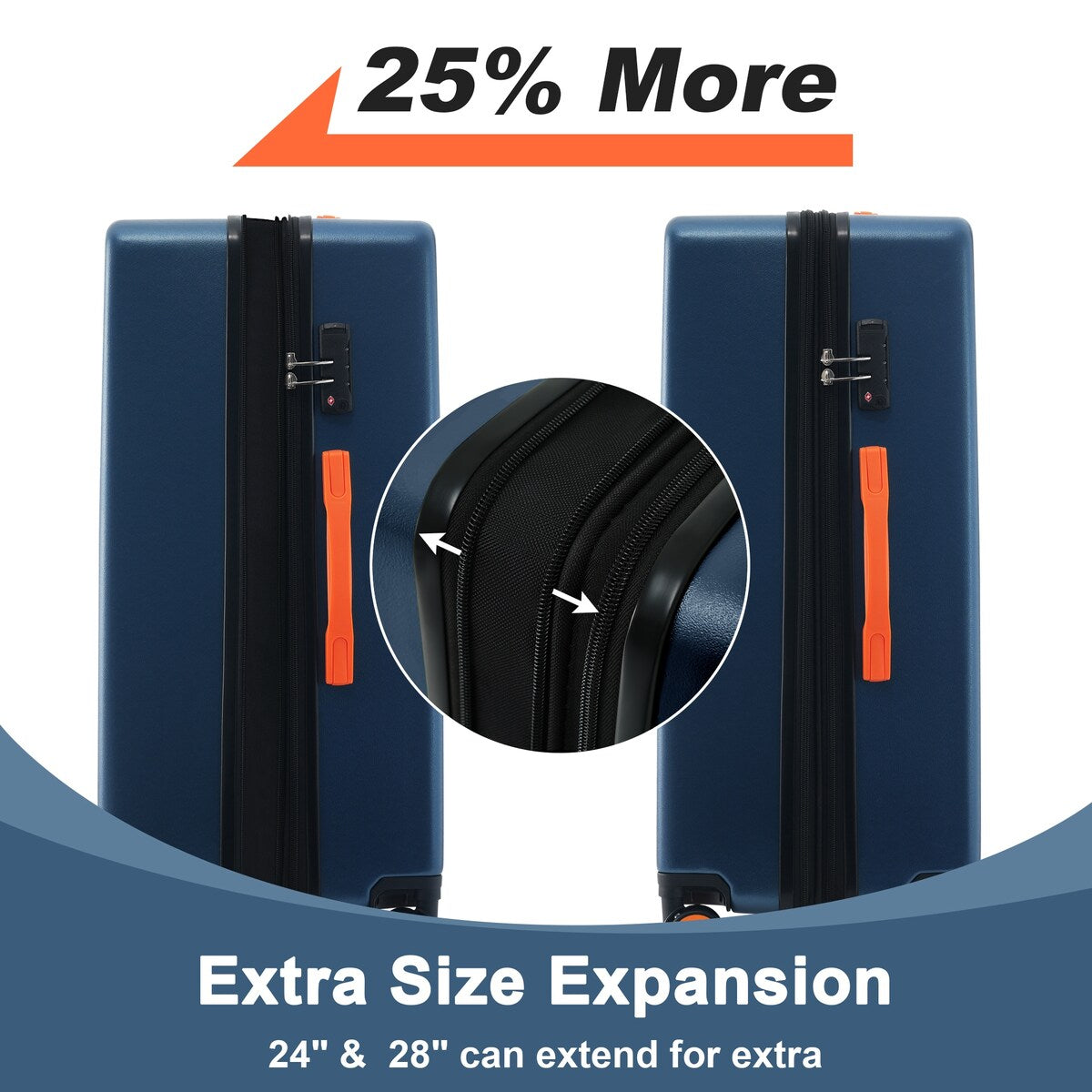 Luggage sets of 3 Pce 20" 24" 28" Carry on Hardside Luggage Expandable Checked Luggage Suitcase Set wTSA Lock Spinner Wheels