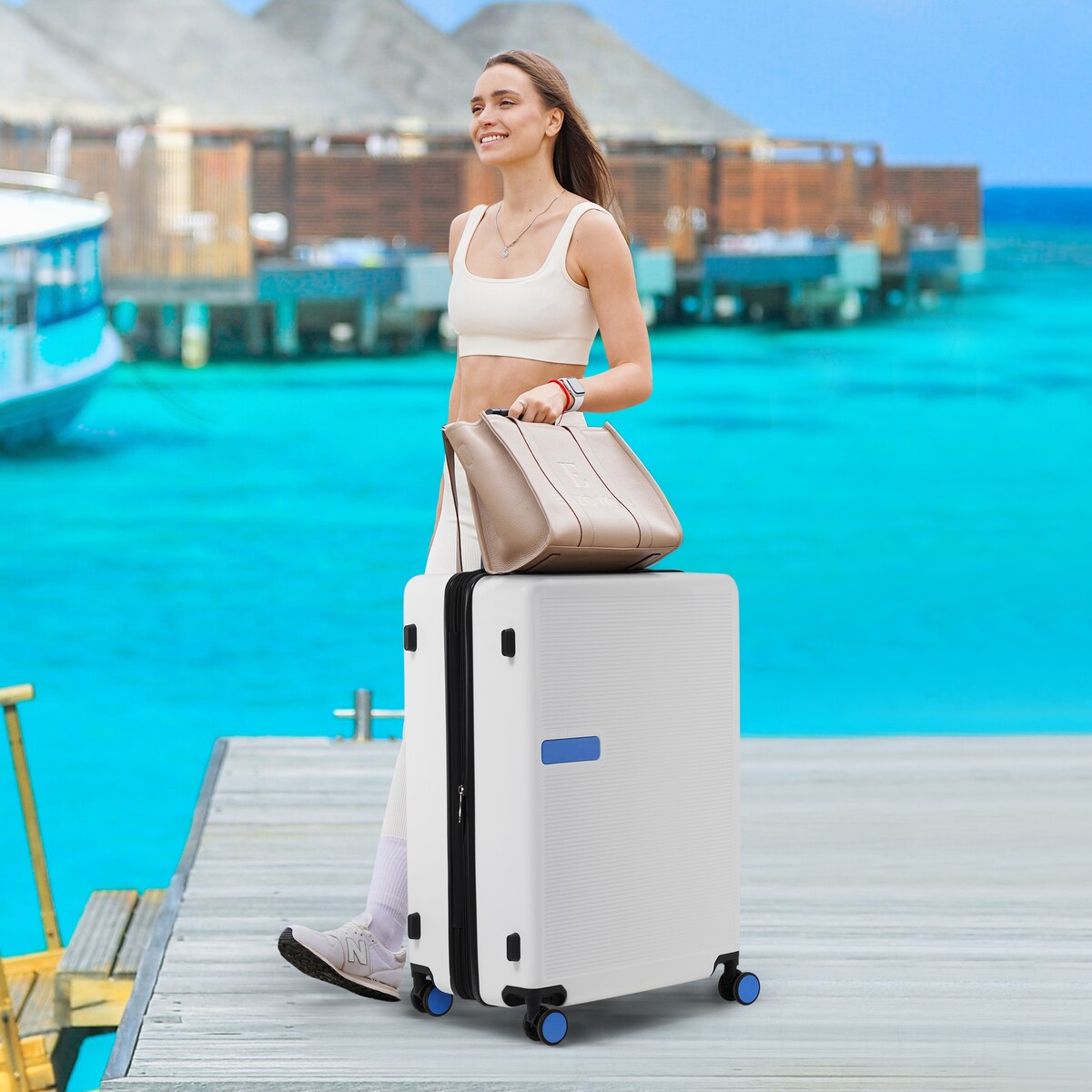 Luggage sets of 3 Pce 20" 24" 28" Carry on Hardside Luggage Expandable Checked Luggage Suitcase Set wTSA Lock Spinner Wheels