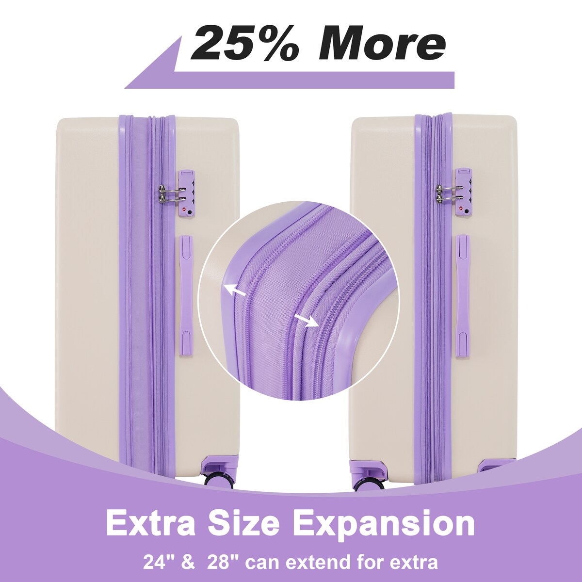 Luggage sets of 3 Pce 20" 24" 28" Carry on Hardside Luggage Expandable Checked Luggage Suitcase Set wTSA Lock Spinner Wheels