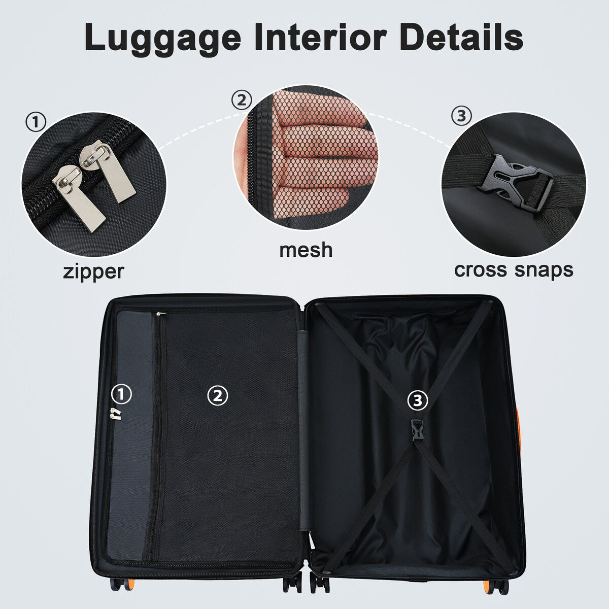 Luggage sets of 3 Pce 20" 24" 28" Carry on Hardside Luggage Expandable Checked Luggage Suitcase Set wTSA Lock Spinner Wheels