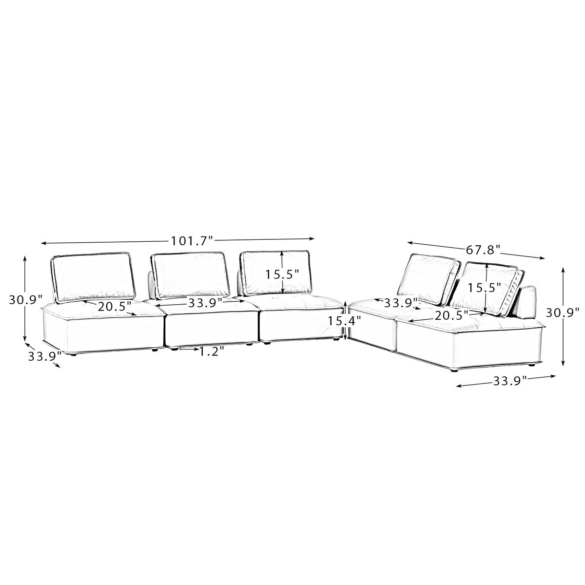 Luisa Contemporary Sectional Sofa with Removable Cushions