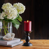 LUMINARA - Burgundy Flameless Candle Pillar - Melted Top Unscented - 3.0" x 4.5" or 6.5"
